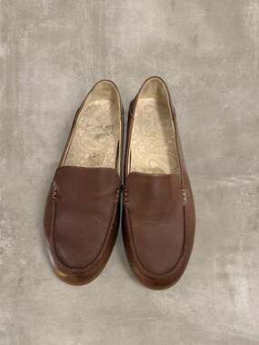 OluKai Kiele Brown Leather Drop-In Heel Loafers